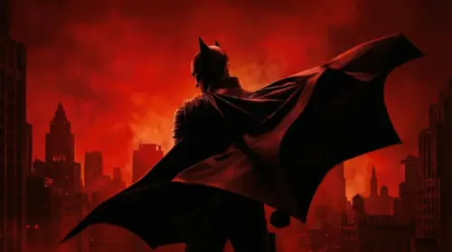 Superhero Batman red background wallpaper HD 4K for desktop