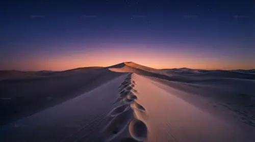 Desert of dunes under a starry sky at sunset wallpaper HD 4K for desktop