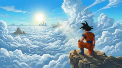 Son Goku above the clouds Dragon Ball Z