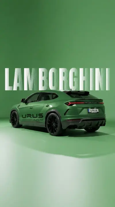 Lamborghini URUS arrière plan vert minimaliste fonds d’écran HD 4K pour téléphone