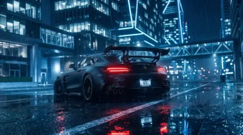 Mercedes AMG Cyberpunk City Night wallpaper HD 4K for desktop