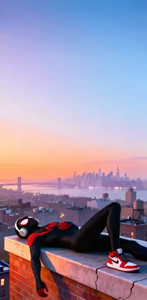 Spider-Man Miles Morales in the chill city wallpaper HD 4K for phone