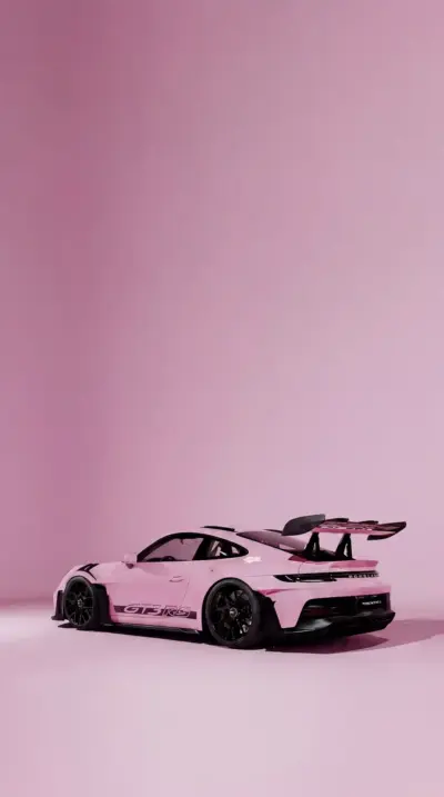 Porsche 911 GT3 RS arrière plan rose