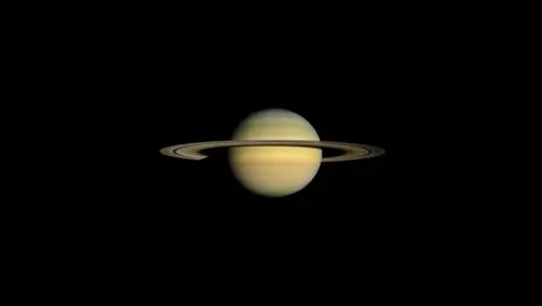 Minimalist planet Saturn on a black background