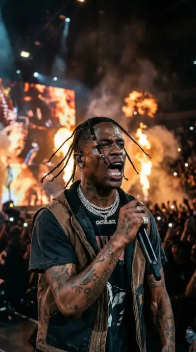 Travis Scott concert feu sur scène