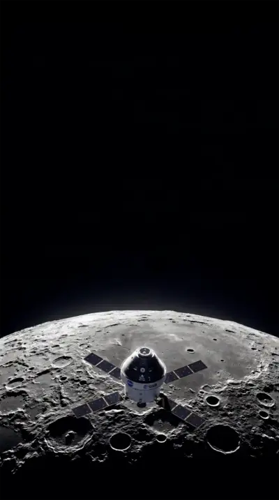 Artemis II Orion spacecraft in lunar orbit