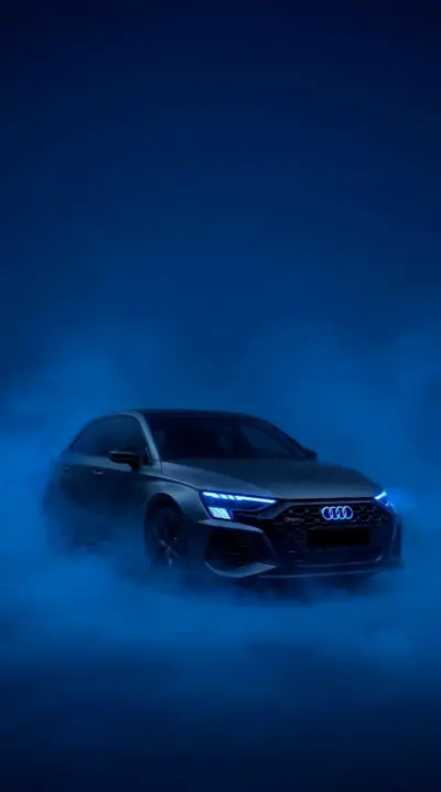 Arrière plan Audi RS3 neon bleu