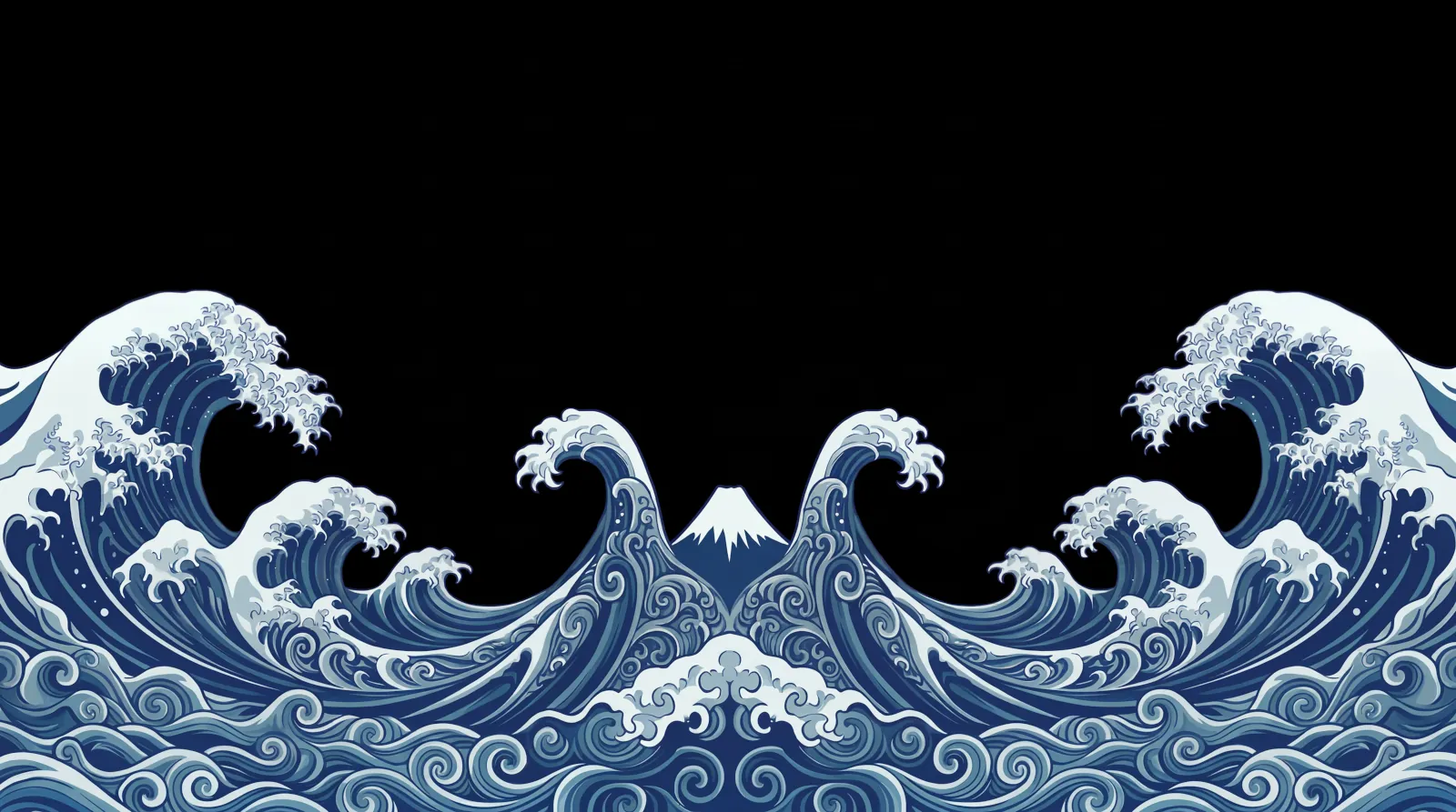 Japanese Great Wave style waves with Mount Fuji | Wallpaper 4k