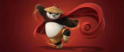 Kung Fu Panda Po guerrier fond rouge