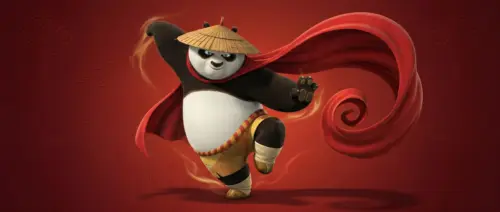 Kung Fu Panda Po warrior red background wallpaper HD 4K for desktop