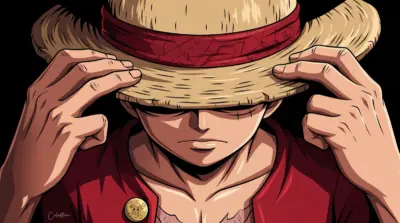Portrait de Luffy one piece avec son chapeau de paille