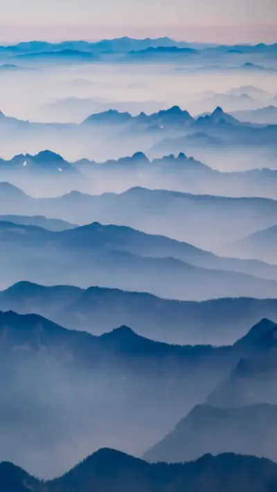 Misty mountains and blue landscape wallpaper HD 4K for phone