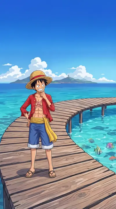 Monkey D. Luffy One Piece Anime Ocean wallpaper HD 4K for phone