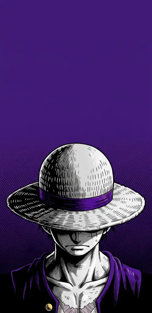 Luffy character from One Piece minimalist purple