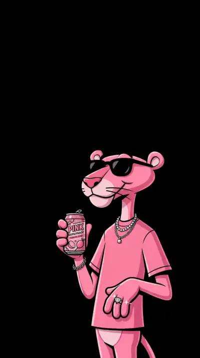 Panthère rose dessin animé cool fond noir