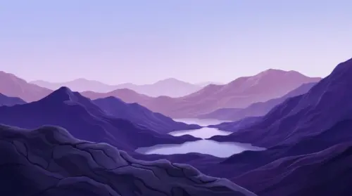 Minimalist landscape of purple lakes and mountains wallpaper HD 4K for desktop
