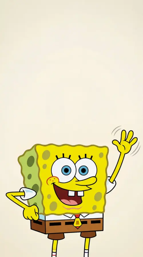SpongeBob SquarePants waving in the background wallpaper HD 4K for phone
