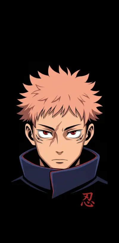 Illustration Yuji Itadori of jujutsu kaisen black background wallpaper HD 4K for phone