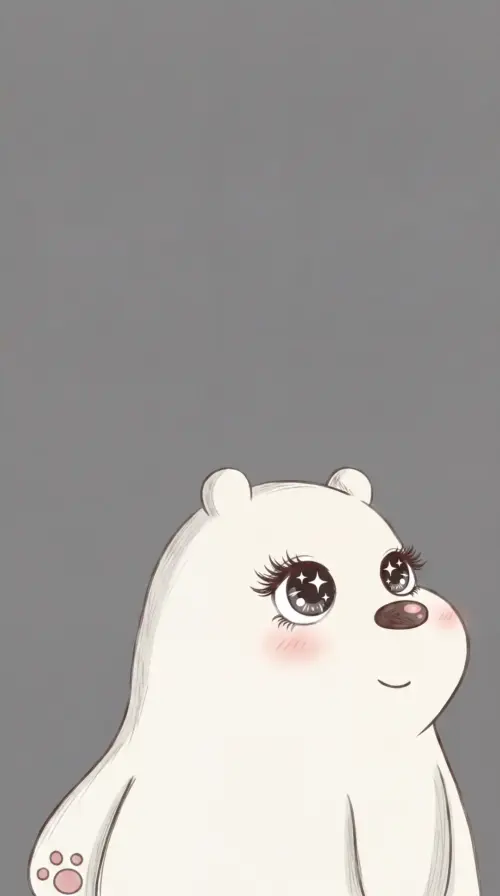 Minimalist kawaii little polar bear wallpaper HD 4K for phone