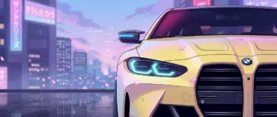 BMW anime néon ville futuriste