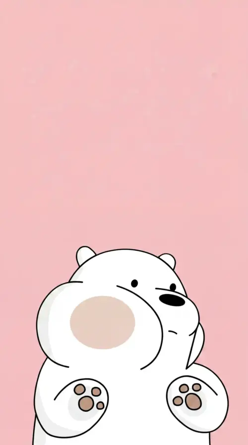 Cute little white bear minimalist pink wallpaper HD 4K for phone