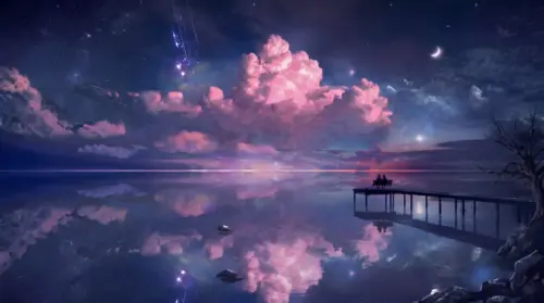 Dreamy night sky anime style