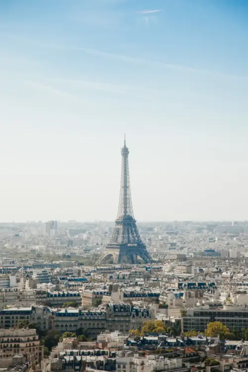 Eiffel Tower in Paris cityscape blue sky for phone wallpaper HD 4K for phone