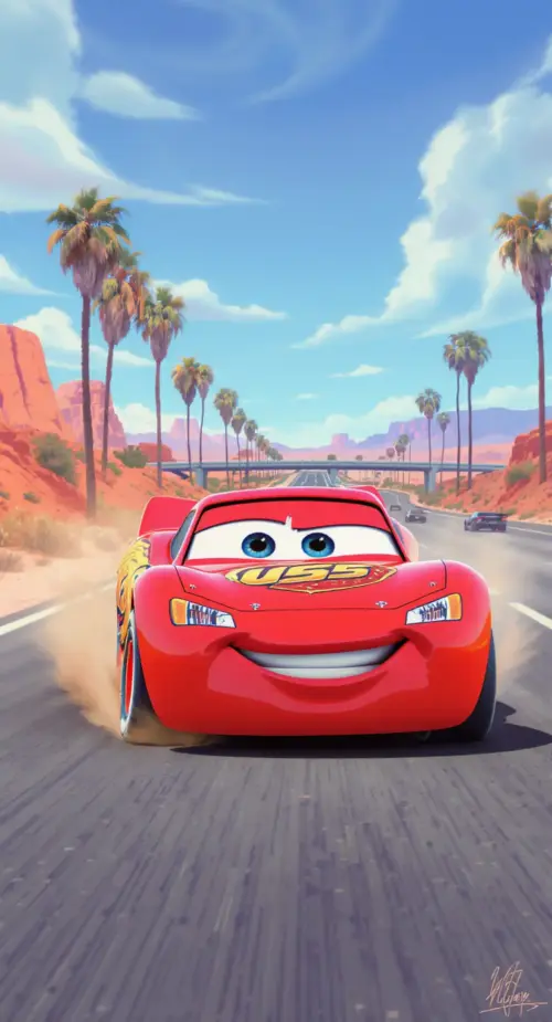 Flash McQueen sur route désertique fonds d’écran HD 4K pour téléphone