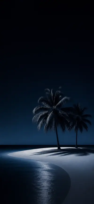 Minimalist night palm trees for iPhone