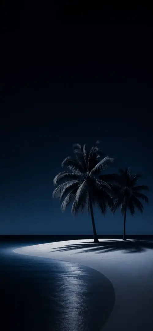 Minimalist night palm trees for iPhone wallpaper HD 4K for phone