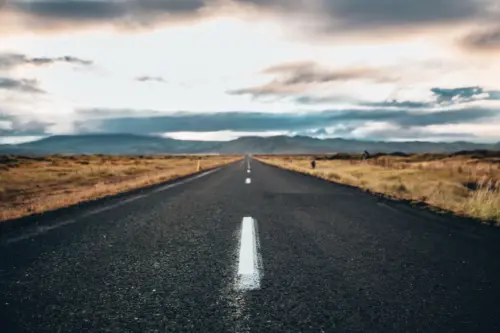 Endless road in the middle of the mountains