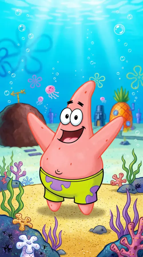 Funny character Patrick from SpongeBob SquarePants wallpaper HD 4K for phone