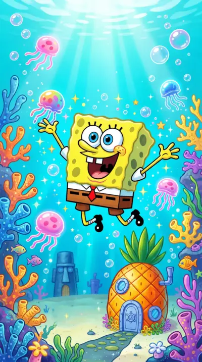 Colorful SpongeBob cartoon for smartphones