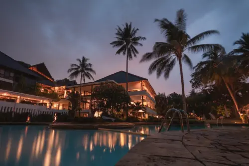 Tropical resort with night pool