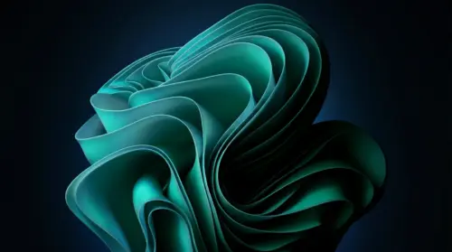 Turquoise Windows 11 abstract shape wallpaper HD 4K for desktop