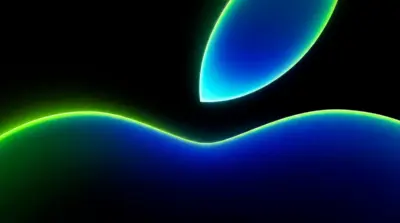 Blue and green Apple logo for MacBook