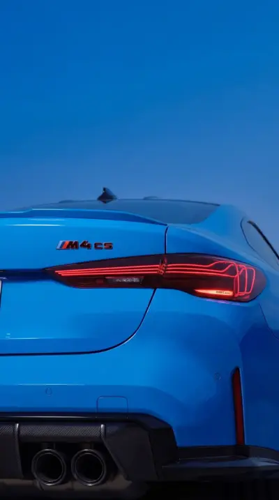 Blue BMW M4 CS rear view