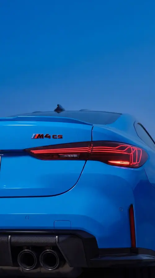 Blue BMW M4 CS rear view