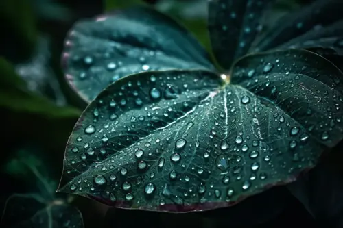 Tropical leaves with raindrops wallpaper HD 4K for desktop