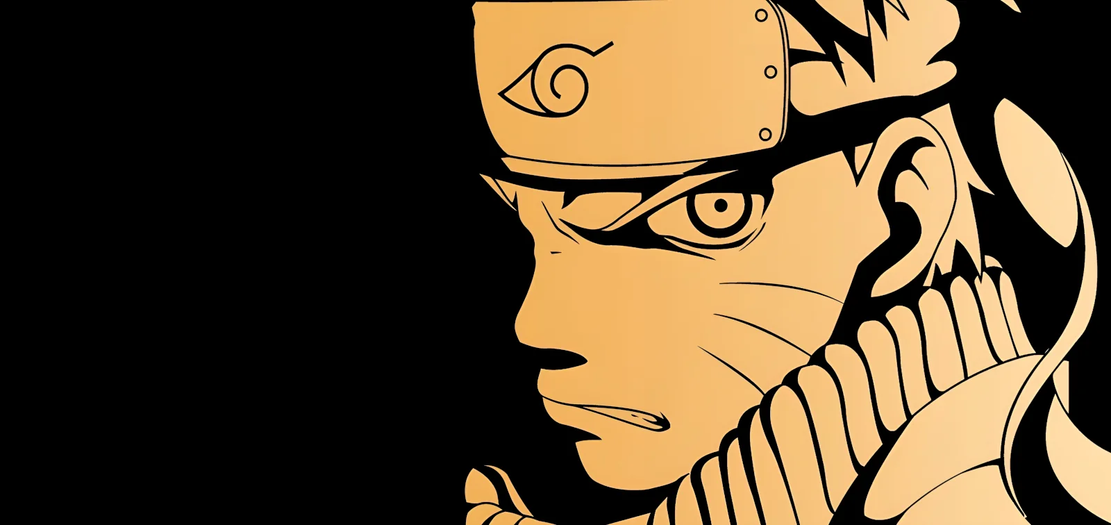 Arrière-plan noir Naruto Uzumaki minimaliste doré fonds d’écran HD 4K pour ordinateur