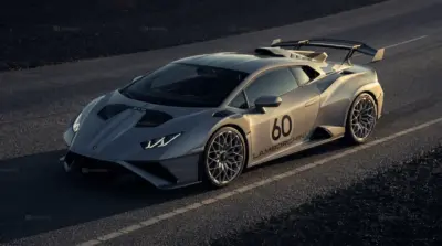Grey Lamborghini Huracán STO on the track