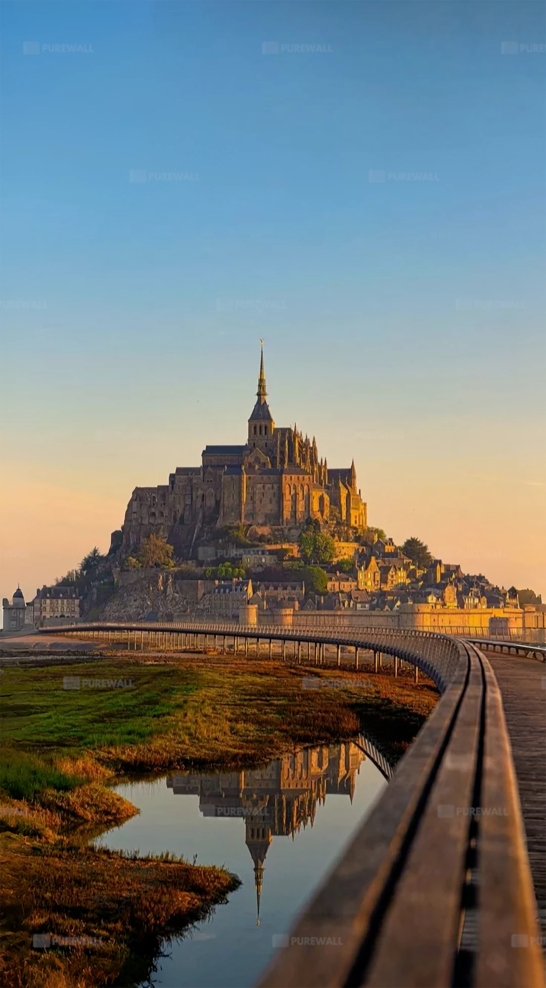 Mont-Saint-Michel au lever du soleil fonds d’écran HD 4K pour téléphone