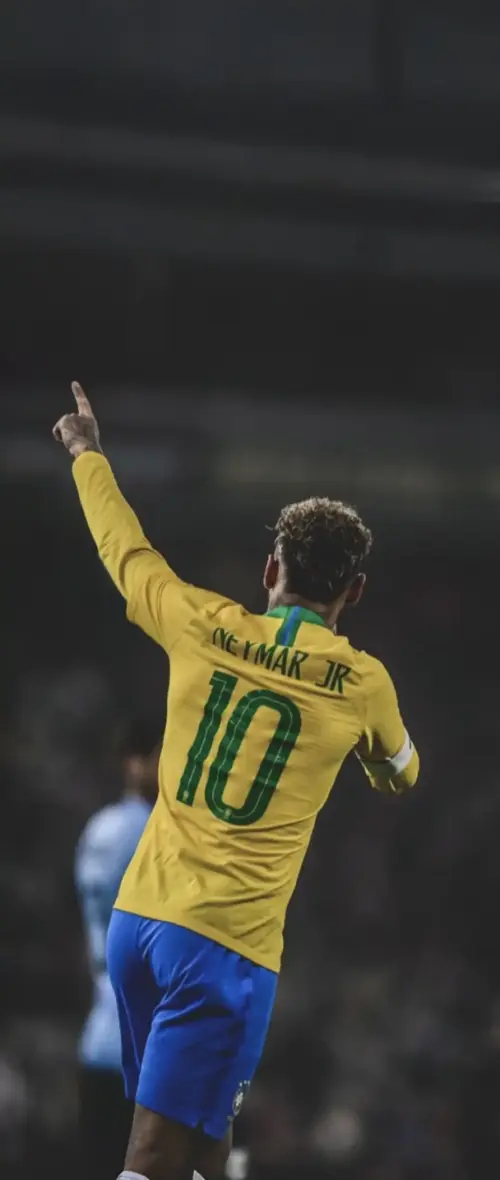 Neymar Jr seen from behind wearing the Brazil jersey wallpaper HD 4K for phone
