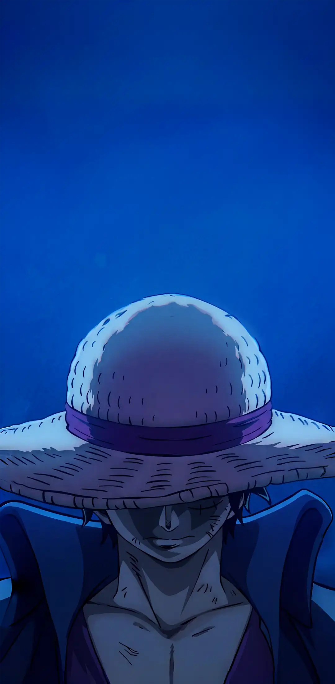 Luffy in straw hat blue background wallpaper HD 4K for phone