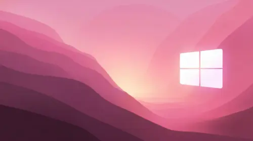 Pink Windows logo on an abstract shape wallpaper HD 4K for desktop