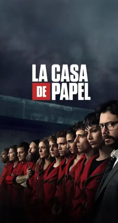 Background of characters from Money Heist wallpaper HD 4K for phone