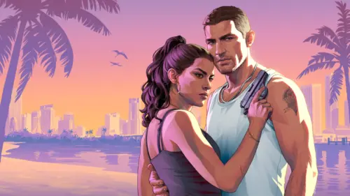 GTA 6 Jason and Lucia on the beach at sunset