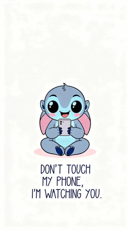 Cute Stitch Don’t Touch My Phone wallpaper HD 4K for phone