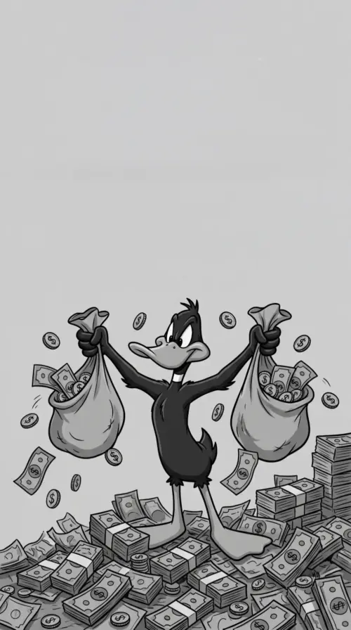 Daffy Duck avec des sacs d'argent