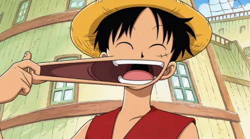 Funny One piece Luffy stretching his face wallpaper HD 4K for desktop